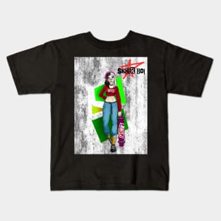 sk8er boi grunge background Kids T-Shirt